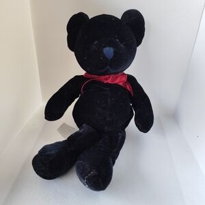 4/$50⭐️Russ Black Velvet Plush Bear with Red Ribbon